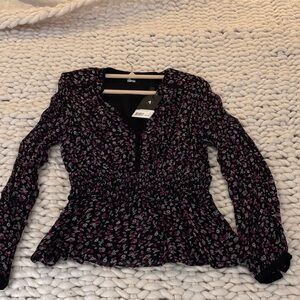 The kooples Black and Pink Floral Blouse